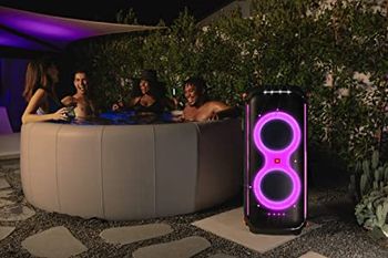 JBL Partybox 710 Party Speaker with 800W RMS Powerful Sound, Built-In Lights, IPX Splashproof Design, Easy-to-Grip Handle, Smooth-Running Wheels, Guitar & Mic Inputs - Black, JBLPARTYBOX710EU