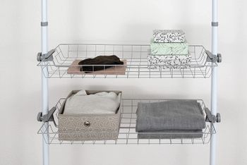 WENKO Herkules Set of Two Baskets, Steel, Household and Bathroom Storage, Utensil Holders, Spacious Design, 94x8x38cm, Grey