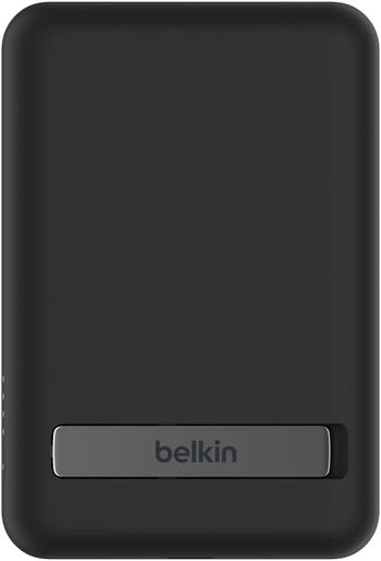 Belkin 5000 mAh Magnetic Wireless Portable Charger, Power Bank Compatible with MagSafe for iPhone 14/13/12 Series with USB C Pass-thru Charging and Kickstand – Black