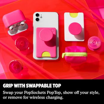 PopSockets: PopGrip with Swappable Top for Phones and Tablets - Pocket Neon Pink