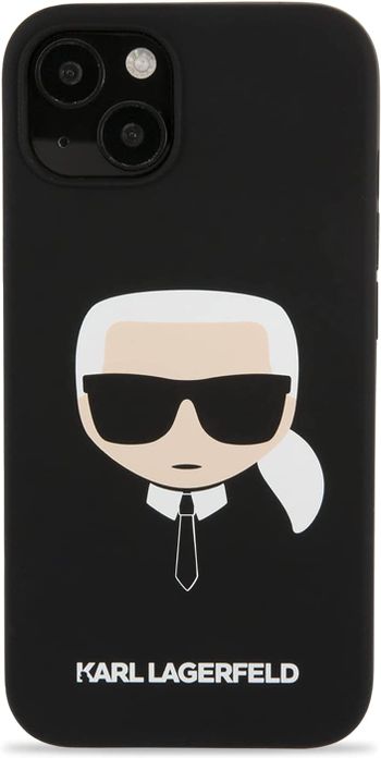 CG MOBILE Karl Lagerfeld Liquid Silicone Case Karl's Head Compatible with iPhone 13 Mini - Black