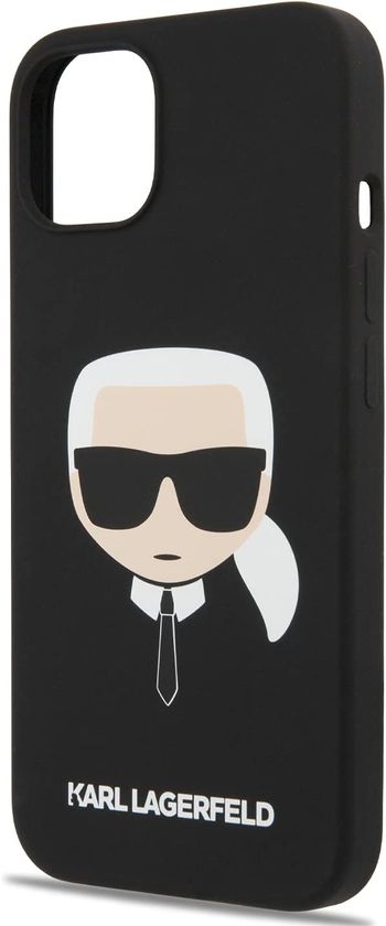 CG MOBILE Karl Lagerfeld Liquid Silicone Case Karl's Head Compatible with iPhone 13 Mini - Black