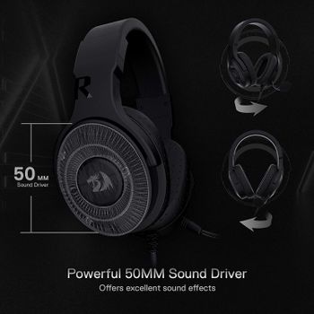 Redragon H350 Pandora RGB Wired Gaming Headset, Dynamic RGB Backlight - Stereo Surround-Sound - 50MM Drivers - Detachable Microphone, Over-Ear Headphones Works for PC/PS4/XBOX One/NS