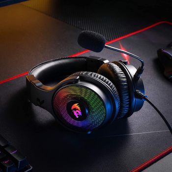 Redragon H350 Pandora RGB Wired Gaming Headset, Dynamic RGB Backlight - Stereo Surround-Sound - 50MM Drivers - Detachable Microphone, Over-Ear Headphones Works for PC/PS4/XBOX One/NS