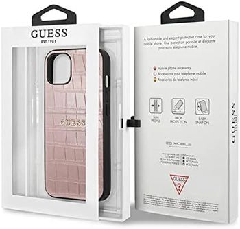 GUESS GUHCP13SPCRBPI Case for iPhone13 Mini 5.4 Inches Pink Croco Strap Collection