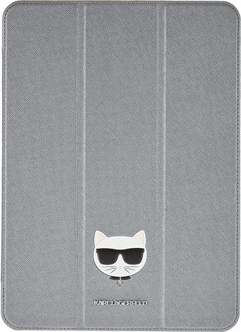 Karl Lagerfeld Pu Saffiano Choupette Head Folio Case For Ipad 11" - Silver