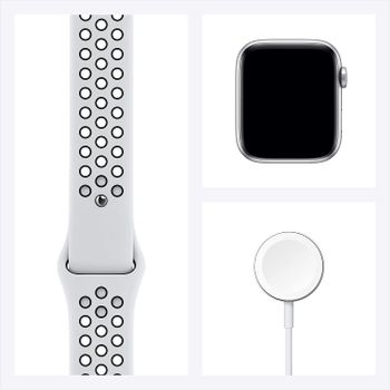 Apple Watch Series 6 + Nike (44mm, GPS) Silver Aluminium Case with Nike Sport Band Pure Platinum/Black