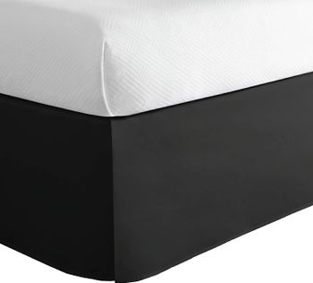 Lux Hotel Microfiber Tailored Bed Skirt with Classic 14 Inch Drop Length Pleated Styling, King, Black