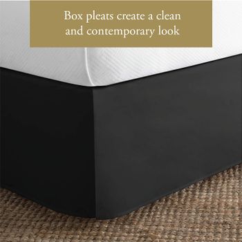 Lux Hotel Microfiber Tailored Bed Skirt with Classic 14 Inch Drop Length Pleated Styling, King, Black