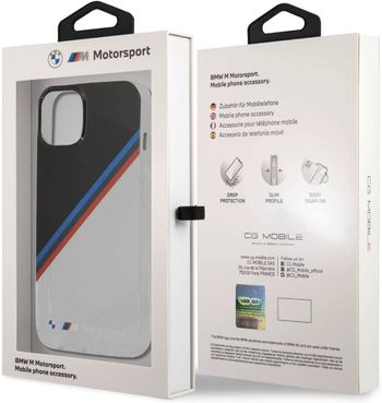 Bmw Motorsport Collection Pc/Tpu Hard Case Diagonal Tricolor Black Corner For Iphone 13 (6.1") - Transprent