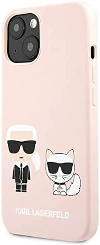 Karl Lagerfeld Liquid Silicone Case Karl And Choupette For Iphone 13 Mini (5.4") - Light Pink