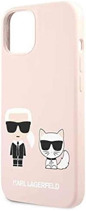 Karl Lagerfeld Liquid Silicone Case Karl And Choupette For Iphone 13 Mini (5.4") - Light Pink