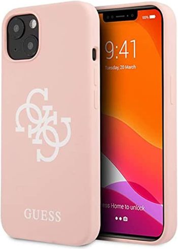 Guess Liquid Silicone Case Big 4G With Logo Print For Iphone 13 Mini (5.4 Inches) - Pink