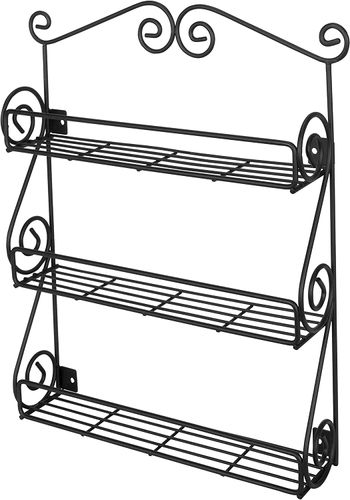 Spectrum Diversified Scroll Spice Wall Mount Rack, Black