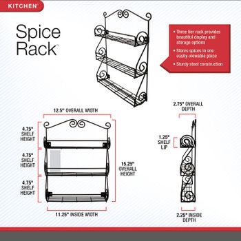 Spectrum Diversified Scroll Spice Wall Mount Rack, /Beauty & Nail Polish