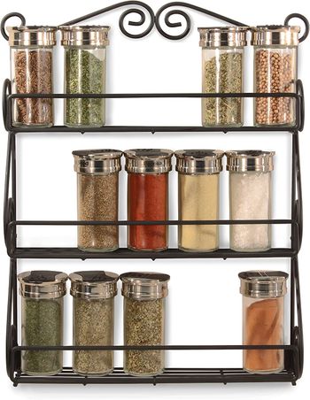 Spectrum Diversified Scroll Spice Wall Mount Rack, Black