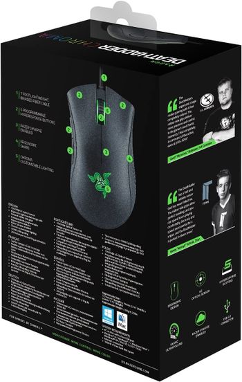 Razer DeathAdder Chroma - Multi-Color Ergonomic Gaming Mouse - 10,000 DPI Sensor - Comfortable Grip - World's Most Popular Gaming Mouse/DeathAdder Chroma