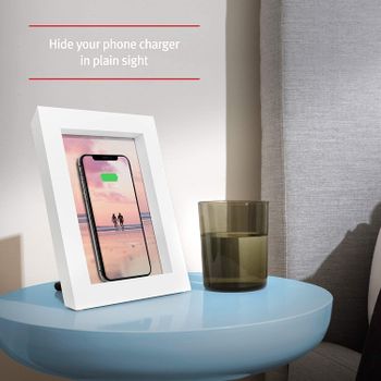 Twelve South Powerpic | Picture Frame Stand With Integrated 10W Qi Charger For Iphone/Wireless Charging Smart Phones (White)