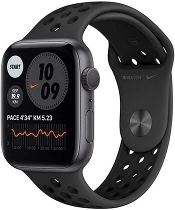 Apple Watch Series 6 + Nike (44mm, GPS) Silver Aluminium Case with Nike Sport Band Pure Platinum/Black