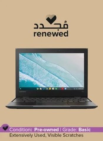 كمبيوتر محمول لينوفو 100e كروم بوك بشاشة 11.6 بوصة ، إنتل سيليرون ، N3350 / Chrome OS / 4 جيجا بايت رام / 32 جيجا بايت eMMC Eng KB ، أسود