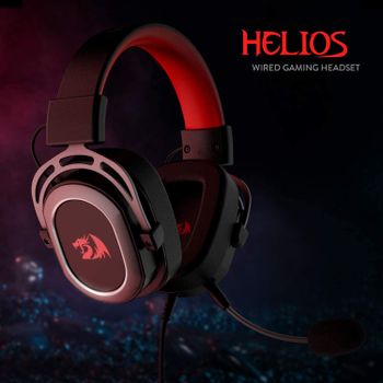 Redragon H710 Helios Wired Gaming Headset - 7.1 Surround Sound - Memory Foam Ear Pads - 50MM Drivers - Detachable Microphone - Multi Platform Headphone - Works with PC/PS4/Switch Black