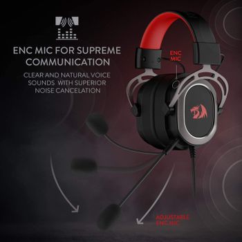 Redragon H710 Helios Wired Gaming Headset - 7.1 Surround Sound - Memory Foam Ear Pads - 50MM Drivers - Detachable Microphone - Multi Platform Headphone - Works with PC/PS4/Switch Black