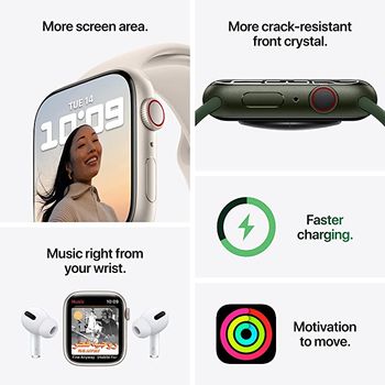 Apple Watch Series 7 GPS- 45mm Aluminum with Case Clover Sport Band - Green