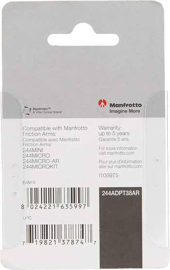 Manfrotto 244Adpt38Ar Anti-Rotation Adapter (Black)