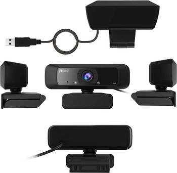 j5create JVCU100 Full HD Webcam with 360° Rotation, USB Type A Plug & Play, High-Fidelity Microphone, 1080p Wide Angle Lens, Standard UVC/UAC Protocol