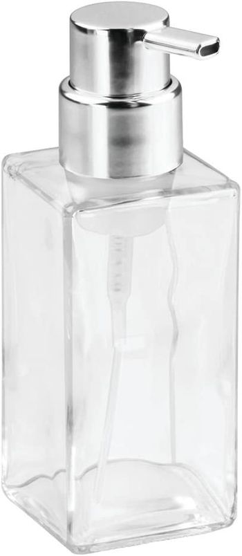 InterDesign Casilla Glass Foaming Soap Dispenser Pump for Kitchen, Bathroom - Clear