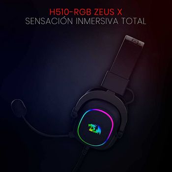 سماعة راس سلكية زيوس اكس H510 بالفضاء اللوني RGB للالعاب بصوت محيطي 7.1 من ريدراجون