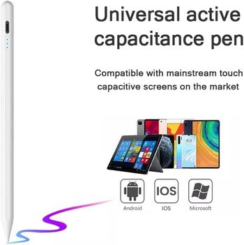 قلم ستايلس يونيفرسال من جلاسيولوجي لشاشات اللمس متوافق مع أجهزة iOS و Android (أجهزة iPad iPhone المحمولة والهواتف والأجهزة اللوحية) للرسم والكتابة اليدوية (أبيض)