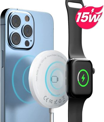 Glassology 3 in 1 Wireless Charger, Magnetic Fast Wireless Charging Pad, Compatible with iPhone 14/13/12/SE/11 & Samsung Galaxy & Apple Watch & Earbuds (Adapter NOT Included) (white)