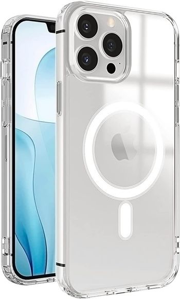 جراب مغناطيسي لهاتف iPhone 14 Pro Max من Glassology مقاس 6.7 بوصة نحيف ومقاوم للاصفرار ومضاد للسقوط وامتصاص الصدمات ومضاد للخدش وظهر صلب من الكريستال جراب هاتف محمول iPhone 14 Pro Max