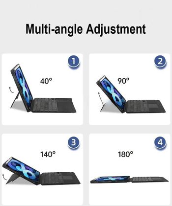 حافظة كيبورد كومبو تاتش لجهاز ايباد برو 12.9 انش (الجيل الخامس والسادس 2021 و2022) من جلاسولوجي - كيبورد باضاءة خلفية قابلة للفصل مع مسند ولوحة تحكم باللمس كليك في اي مكان، موصل ذكي انجليزي واسود عربي