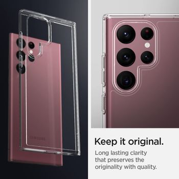 جراب خلفي شفاف للغاية من Glassology لهاتف Samsung Galaxy S23 Ultra 5G | تصميم نحيف وواقي | سدادات غبار داخلية ومقبض مانع للانزلاق | غطاء خلفي لحماية الكاميرا الفائقة (سيليكون ، شفاف)