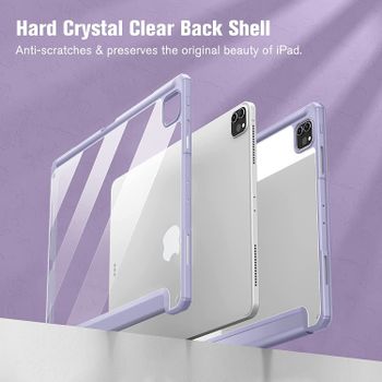 Glassology Hybrid Slim Case for iPad Pro 12.9-inch 6th Generation 2022, Built-in Pencil Holder Shockproof Cover w/Clear Transparent Back Shell +Screen Protector (purple)