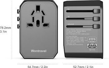 Glassology 45W Universal Travel Adapter Multi Socket, 8A Fast Charging International Power Adapter 3 USB Ports and 1 USB Type C Ports with Country Specific Multi Plug