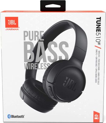 JBL Tune 510BT Wireless On Ear Headphones, Pure Bass Sound, 40H Battery, Speed Charge, Fast USB Type-C, Multi-Point Connection, Foldable Design, Voice Assistant - Black, JBLT510BTBLKEU