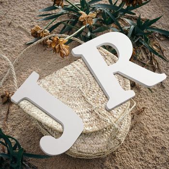 Rosymoment Alphabet J Wooden Decorative Wall Letter for Children's Bedroom Decor, 18 cm Length, White (Letter J)