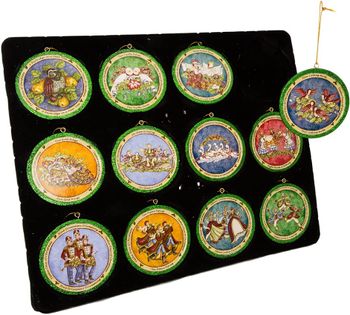 Kurt Adler 3-Inch Resin Twelve Disc Set Of 12 12 Days Of Christmas Ornament Set, Piece