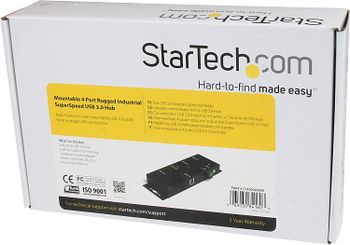 StarTech.com 4-Port USB 3.0 Hub – Industrial USB Expansion Hub with ESD Protection – TAA Compliant - Metal Mountable USB Hub (ST4300USBM),Black