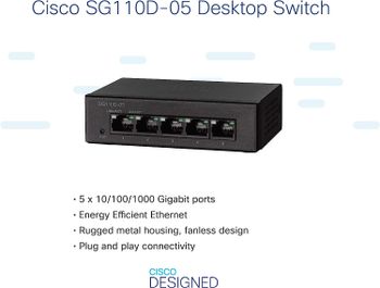 سويتش سطح المكتب Cisco SG110D-05-EU بخمسة منافذ جيجابت