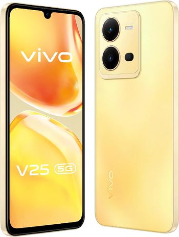 vivo V25 5G (Sunrise Gold, 8GB RAM, 128GB) 50MP AF Selfie Camera | Color Changing Design | 44W Charging | 90Hz 3D Curved AMOLED Display | Powerful MediaTek 900 Processor