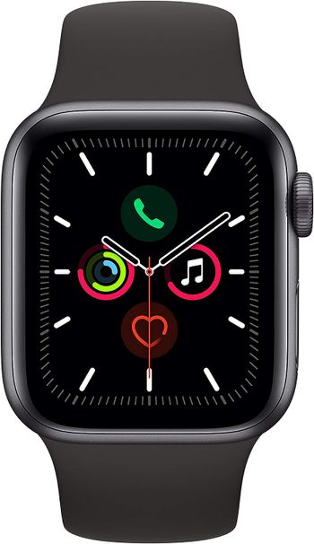 Apple Watch Series 5, 44mm, GPS, Space Gray Aluminum Case with Black Sport Band