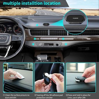 Floveme Magnetic Car Phone Holder, Universal Mobile Phone Holder, Smartphone, 360° Adjustable Car Dashboard Mount, Wall Mount, Key Holder, 2 Magnetic Plates