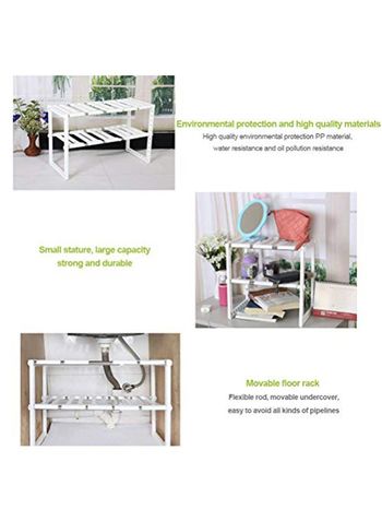 Under Sink Tawa Rack Steel Shelf Extendable Storage Organizer White 50-70cm