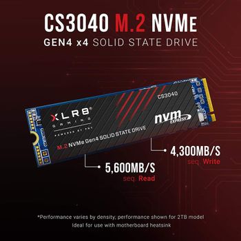 PNY وسيط تخزين ذو حالة ثابتة داخلي XLR8 CS3040 سعة 500 جيجابايت M.2 NVMe الجيل الرابع x4 مع مشتت حراري - M280CS3040HS-500-RB​