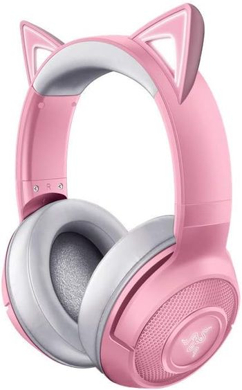 Razer Kraken BT Kitty Edition - Wireless Bluetooth Headset with Chroma RGB, 40ms Low Latency Connection, Custom-Tuned 40mm Drivers, Beamforming Microphone - Quartz Pink - RZ04-03520100-R3M1