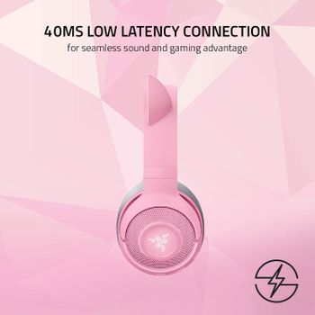 Razer Kraken BT Kitty Edition - Wireless Bluetooth Headset with Chroma RGB, 40ms Low Latency Connection, Custom-Tuned 40mm Drivers, Beamforming Microphone - Quartz Pink - RZ04-03520100-R3M1